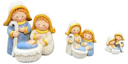 Nucelit Julkrubba figurer helig familj figur födelsestyr, bordsprydnad religiös juldekor för Bedrrom helig familj hartsstatyett staty med stall