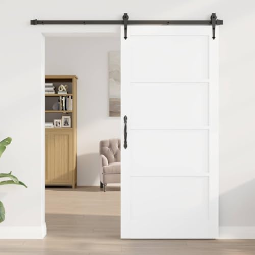 sephironlbb Interior Puerta Blanca 93 x 202 cm Madera contrachapada Puerta corredera de pino Interior Puerta Interior Ahorro de espacio Montaje DIY Rústico Salón