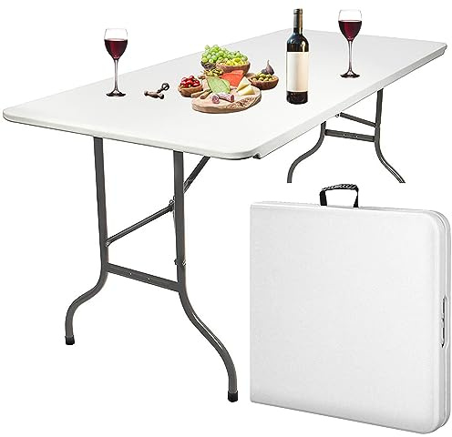 MaxxGarden Campingtisch Klappbar - Klapptisch Camping - Buffettisch - Tisch Multifunktionstisch Mit Griff - 180x74x74cm - Faltbar - Gartentische - Weiß