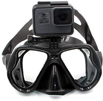 Eyeon Nuoto Maschera Subacquea Sub Occhiali Immersioni per Snorkeling con Supporto per Action Camera per GoPro, Xiaomi YI, SJCAM, Apeman, Crosstour, Victure, Campark AKASO, WIMIUS, DBPOWER (Nero)
