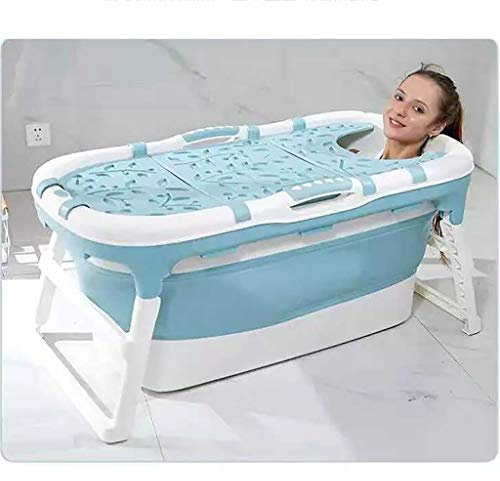 Tub Grande Baignoire Pliable Bleue avec Couvercle Amovible, Baignoire pour Enfants Portable, Baignoire épaisse en Plastique pour bébé, Enfant en Bas âge, Maison, Grand Espace Piscine pour Enfants