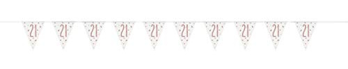 Unique 84839 Number 21 Plastic Pennant Banner-9' | Prismatic Rosegold | 1 Pc, Rose Gold, Age