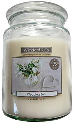 Wickford & Co. Grande bougie parfumée dans un pot en verre 15 cm 450 g – Cloches de mariage