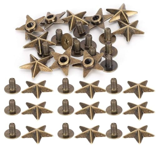 50 st zinklegering 14mm stjärnform nitar DIY bultar med skruvar för väskor Kläder skor bälten DIY kläder skor dekoration tillbehör (brons)