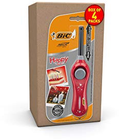 Bic MegaLighter Multi Utility Feuerzeuge - Happy Packung mit 1 x 4