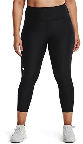 Under Armour Womens HeatGear Armour High Waisted Ankle No-Slip Leggings, Black (001)/White, Medium Short