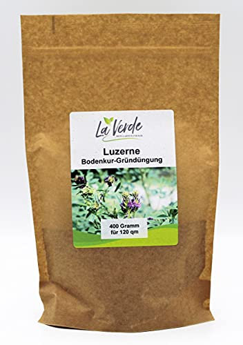 La Verde MEIN GARTEN UND ICH. Luzerne Samen 400g für 120m², Bodenkur, mehrjährige Gründüngung, tiefwurzelnd, Saatgut ohne Gentechnik