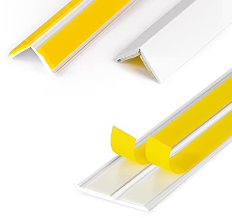 DQ-PP Vinkellist, 50 m längd, 35 x 35 mm, 1,5 mm tjock, vit, fönsterlister, böjvinkel, hörnlist, avslutningslister, självhäftande