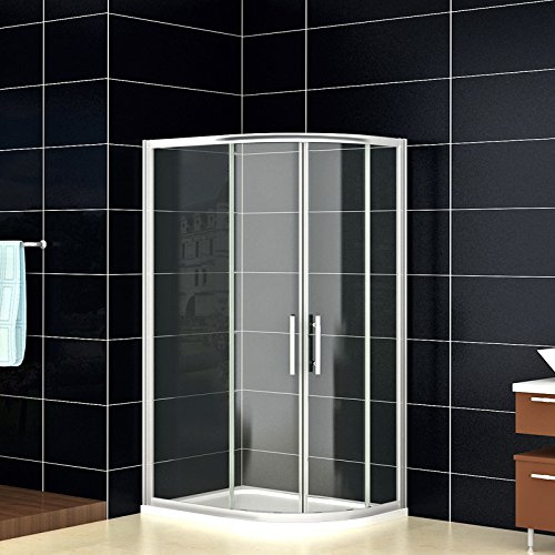 Acezanble 1000x900x1850mm Right Quadrant Shower Enclosure Cubicle Sliding Door 6mm Easy Clean Glass with Tray + Free Waste + Riser kit