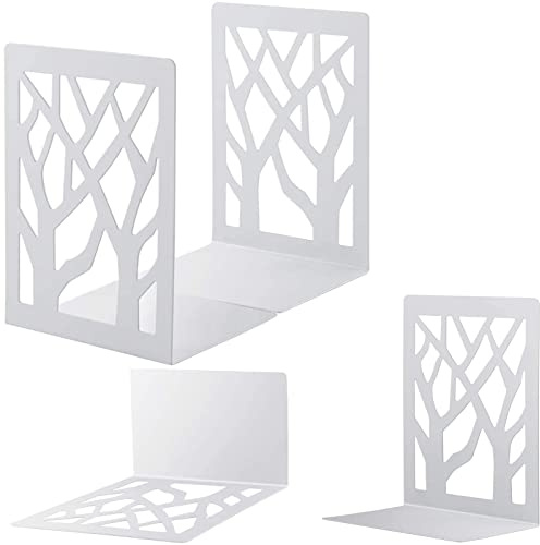 MSDADA Buchstütze, Buchstützen, Buchständer CD Kinder Metall, Bücher Halter für Regal,Ordnerhalter DVD Unsichtbares Bücherregal, Bookends Buchstopper, Buchhalterung Buch Halter 2 Paar(Weiß)