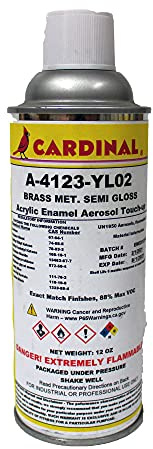 A-4132-YL02: Brass Met. Semi Gloss Powder Coating Touch Up Spray Paint | Car Parts and Repair Refinishing Clear Coat for Permanent Sealing of Coated Surfaces