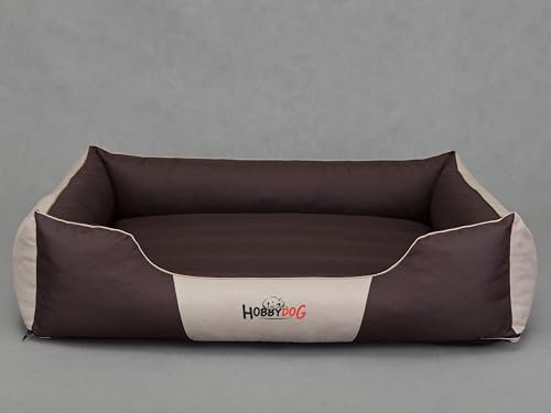 Bjird Hundebett - Hundekorb für kleine mittelgroße & große Hunde - Hundekissen - Hundesofa - Bezug abnehmbar und waschbar - Comfort - Größe: M - Braun mit Beige