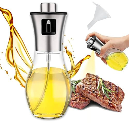 : GaoBangM Botella pulverizadora de aceite de 200 ml, dispensador de vinagre, spray de aderezo, botella de vidrio de aceite de oliva y acero inoxidable 304, para cocina, cocina, ensalada, pan,