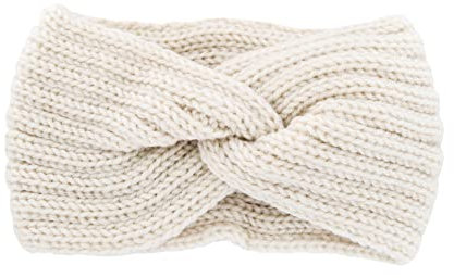 axy Damen Strick Stirnband mit Twist Knoten, Winter Haarband, Headband gestrickt Haarband (Weiss)