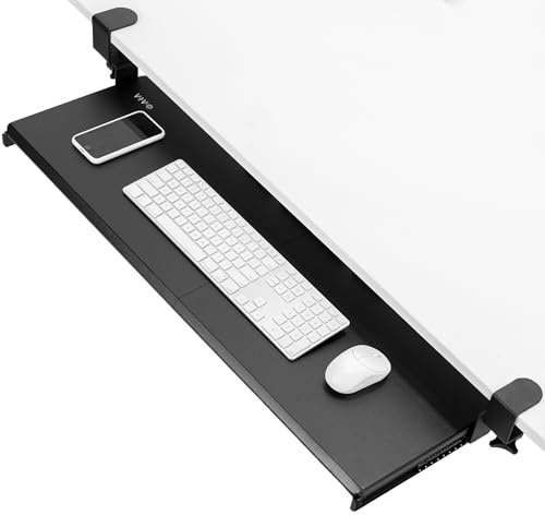 VIVO Extra Long Keyboard Tray Under Desk Pull Out with Extra Sturdy C Clamp Mount System, 86cm (102cm Including Clamps) x 28cm Slide-Out Platform Computer Drawer for Typing, Black, MOUNT-KB15EB