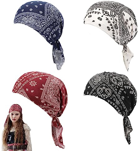 TSHAOUN 4 Pezzi Cappello Turbante da Donna Headwrap per Le Donne Morbido Modo Piegato Turban cap,Elastic Headsciarp Coperture Capelli Headwrap Bandana Turban Beanie cap,Cappello Cotone (4 Colori)