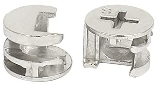 DTGN 15x11mm(DxH) Cam Lock Nut - 50Pack - Good for Wood Wardrobe Table Bookshelf - Furniture Cam Fittings Connectors W/Black Cover - Silver Tone