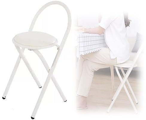 Klapphocker mit Rückenlehne, Runder Tragbarer Barhocker, Gepolsterter Bistrohocker für Den Innenbereich