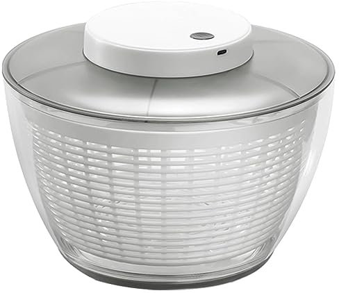OPSREY Electric Salad Spinner, 4.75L Automatic Salad Vegetable Dryer Mixer, Rechargeable Lettuce Spinner with Bowl, Quick Drying Vegetable Fruit Lettuce Dryer Spinner, Easy Water Drain System