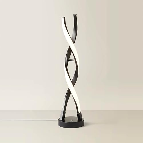 ValueLights | Matt Black Double Twist Table Lamp Integrated LED Touch Button Lighting | Table Lamps, Home Décor & Improvement Essential