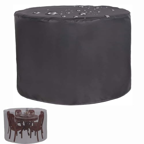 Amunpitic Housse Table De Jardin Ronde 100X100, Différentes Tailles, 420D Iimperméable Anti-UV Tissu Oxford Mobilier De Jardin Exterieur Housse De Protection, pour Meuble Extérieur Jardin