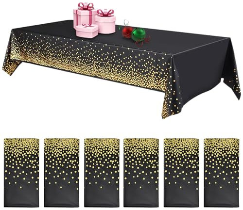 Nizirioo 6 piezas de manteles desechables, impermeables, rollo de papel, mantel de fiesta, mantel rectangular adecuado para decoración de cumpleaños, boda, 137 x 274 cm (negro)