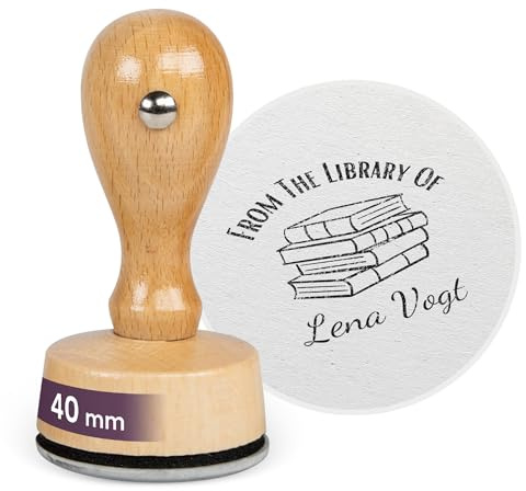 JUST REFINE® Exlibris Stempel Personalisiert - Buch Stempel - Individuell mit deinem Namen (Verbi Virtus, 40mm)