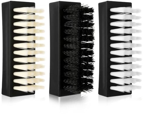 Amaxiu 3er Pack Handnagelbürste zum Reinigen von Fingernägeln, langlebiges Nylon feste Handbürste, steife Scheuerborsten Nagelschrubberbürsten für Männer Mechaniker Gärtner (Schwarz + Gelb + Weiß)