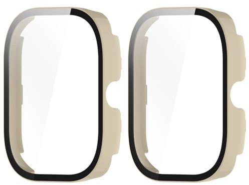 GMUJIAO [2 Pack Compatible con Xiaomi Redmi Watch 4 para Funda,Caja Protector Anti-Choque Carcasa,Cubierta Completa PC Bumper Case y Protector Pantalla-Blanco