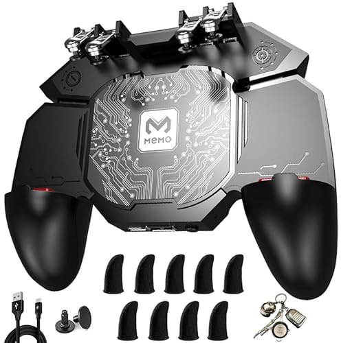 Mikirini 11 in 1 Mobile Phone Game Controller with Semiconductor Cooling Fan for iPhones and Android Phones, Cell Phone Gaming L2R2 4 Triggers with Phone Cooler for PUBG/Call of Duty/Apex/Knives Out