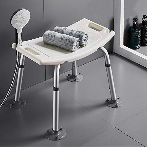 Duschstuhl für ältere Menschen, höhenverstellbar mit Armlehnen, Duschsitze für Senioren und Behinderte, Badezimmer-Duschhocker, rutschfeste Sicherheits-Badewannenlifter, weiße kleine Füße/weiße groß