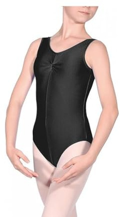 Prime fashions Gymnastikanzug für Mädchen, Kinder, Schule, Sport, Tanz, Ballett, Gymnastik, Turnanzug, Top, ärmellos, Schwarzer Star, 11-12 Jahre