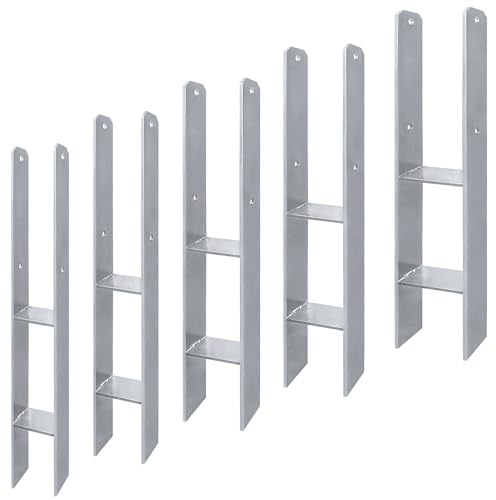PEILU Lot de 2 supports de poteau en H pour la fixation de poutres en bois - Revêtement en forme de H - Poteaux de clôture en acier - Support en H - Pour abris de voiture, pergola, clôtures et