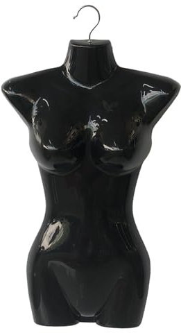 asdchZen Hängende Modepuppe Zum Ausstellen, Schneiderpuppe Für Rücken, Körper, Torso, Mit Haken Zum Aufhängen, Modellständer Aus Kunststoff Für T-Shirt-Ausstellung,Black,Large,20pcs