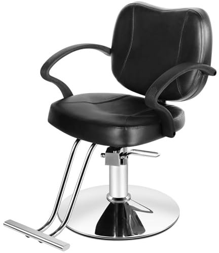 Tdfersasdw Friseurstuhl, Salonstuhl, Styling, Hochleistungs-Hydraulikpumpe, Stylistenstuhl, Verstellbarer hydraulischer Stuhl für Haarstylisten, Frauen, Männer,Schwarz