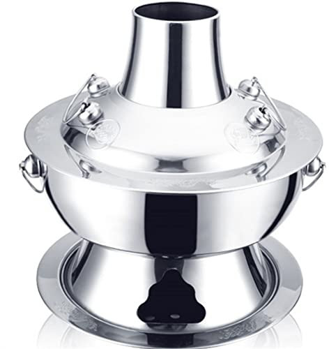 Fondue Chinese Copper Hot Pot, Chinese Fondue Outdoor Cookware Picnic Stove, Portable Shabu Shabu Pot Pan, Creative Charcoal Soup Pot for Party Dinners/Family/Restaurant(Bronze,Diameter 36C