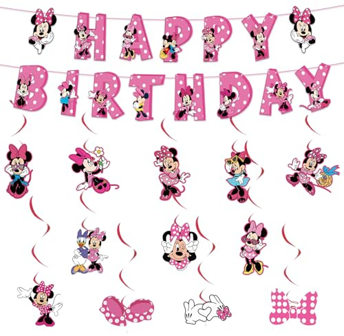 Birthday Decorations, Party Decorations with Happy Birthday Garland Banner Hanging Swirls, Bunting Garland Hanging Decorations for Children