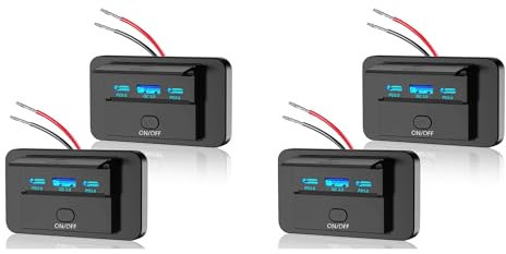 GIWFBQTR 4 Pièces 3 Ports 12V RV Prise USB 90W, Double PD3.0 Type-C Charge 72W et USB QC3.0 18W Mural sur Panneau