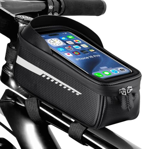 PAVIBOIN Fahrrad Rahmentasche Wasserdicht Fahrradtasche Rahmen mit TPU Sensitivem Touchscreen für Smartphones bis zu 6,5 Zoll, Fahrrad Zubehör für Montainbikes, Rennrad, Ebikes