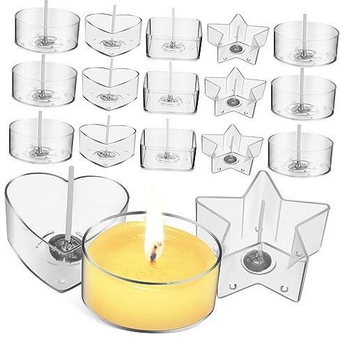 Angoily Juego De Portavelas Transparentes Para Hacer Velas, 40 Unidades Con Mechas Incluidas, Recipientes De Plástico Pc, Tamaños Variados, Ideales Para Bricolaje y Decoración Festiva