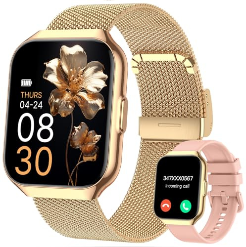 taopodo Montre Connectée Femme, 1.91 HD Smartwatch Fonction Féminine avec Appel Bluetooth 5.4, 120+ Modes Sportifs, 200+ Cadrans personnalisés, 24H Moniteur Sommeil/FC/SpO2, Android iOS, Or Rose