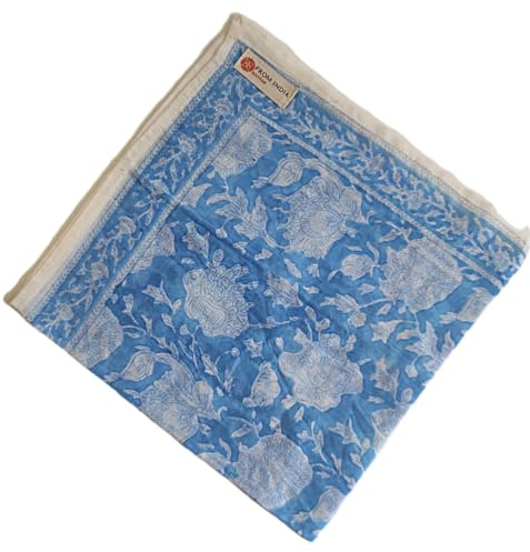 FROM INDIA BOUTIQUE Foulard Bandana carré en voile de coton GOA, Bleu