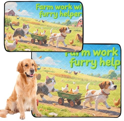 3 Pack Big Dog Pee Mat Washable Dog Rug Anti Slip Mat for Lawn 20x24in Farm Work with Furry Helpers