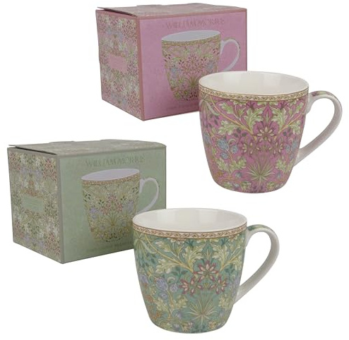 The Leonardo Collection William Morris - Juego de 2 tazas de desayuno de porcelana (400 ml)
