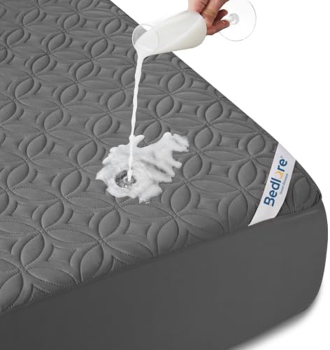 BEDLORE Matratzenschoner 120 x 200 cm, wasserdichte Matratzenauflage, geräuschloser Matratzenbezug mit tiefer Tasche – weich, atmungsaktiv und komfortabel (grau)