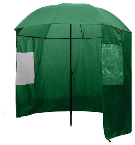 Angelschirm Grün 240x210 cm, Wasserdichter Outdoor-Sonnenschutz, Wetterfeste Terrassen-Überdachung, UV-beständiges Gewebe, Robuster Wetterschutz für Angler mit Seitenwänden