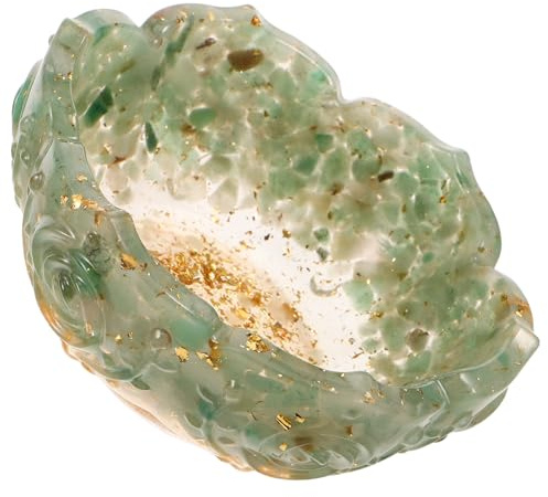 SHINEOFI Cuenco Decorativo de Loto Verde para Joyas y Llaves, Bandeja Pequeña de Resina Forma de Flor, Almacenamiento Compacto para Mesa de Entrada y Oficina