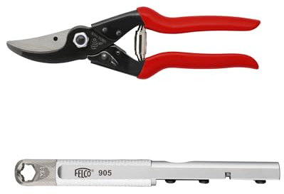 FELCO 5 Profi-Gartenschere Bypass 25 mm aus Stahl für große rechte Hände mit Multifunktions-Schärfer FELCO 905