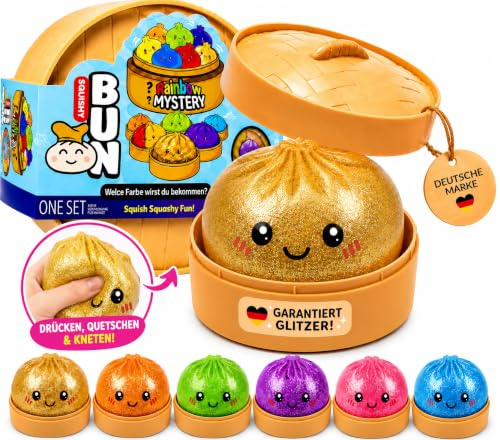 XXL Squishy Dumpling Glitzer Viral Mystery - Trend Überraschungs Anti-Stress Spielzeug für Kinder - Super weiche Squishys zum sammeln - Steamed Buns Anti Stress Ball Knetball Baozi Mochi Büro