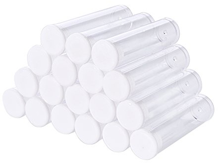 Craftdady 100Pcs Transparent Clear Plastic Small Empty Storage Tubes Bead Container Set Test Bottles Organizers Boxes with Lid 2.16x0.59 (55x15mm)